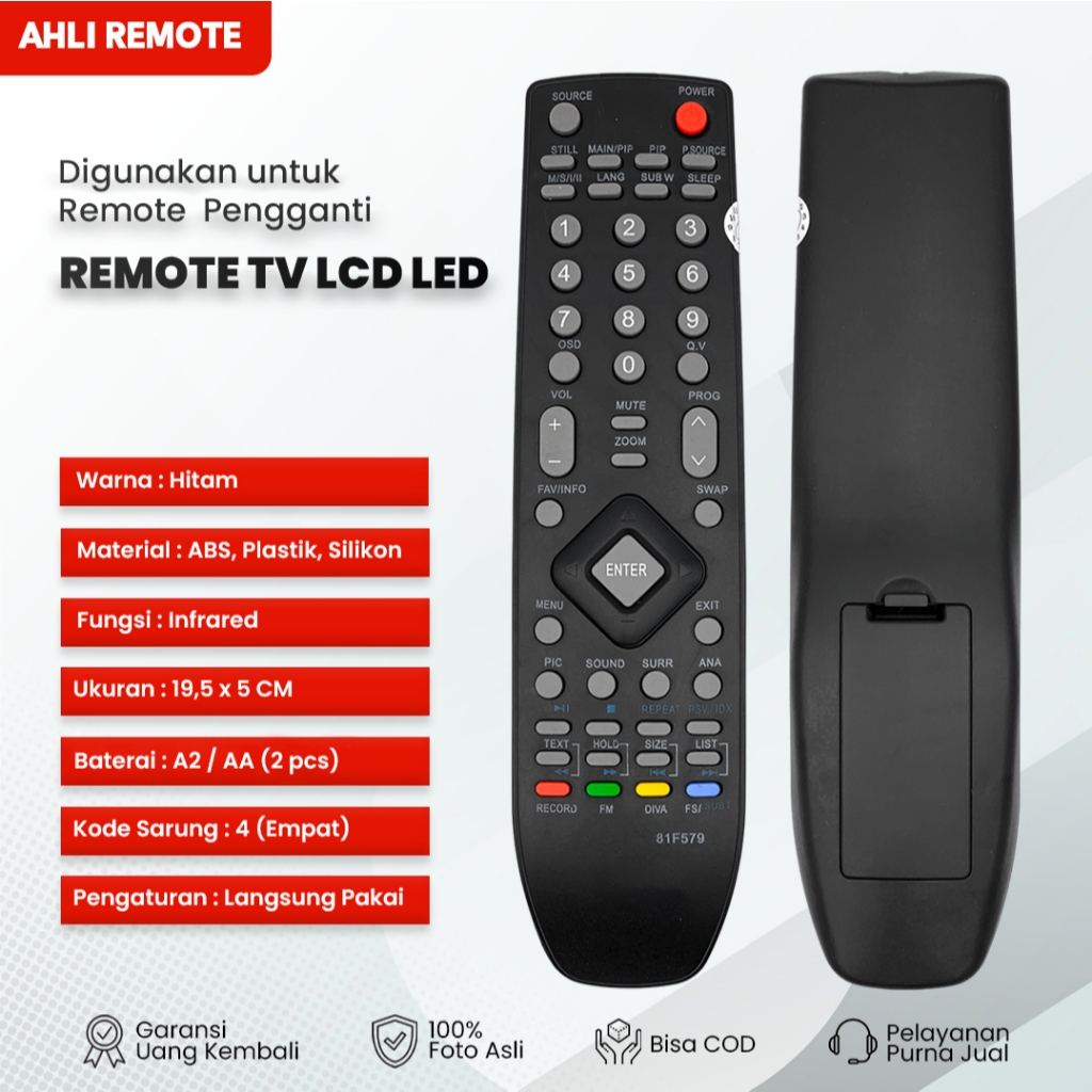 Remot Polytron LCD LED 81F579 / Remote TV Polytron 81F579 LCD LED