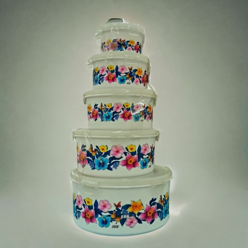 Rantang plastik susun 5 | rantang susun motif bunga