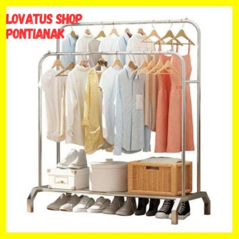 KINBAR Big Stand Hanger Windproof DOUBLE Rak Gantungan Baju Clothes Hanger Butik