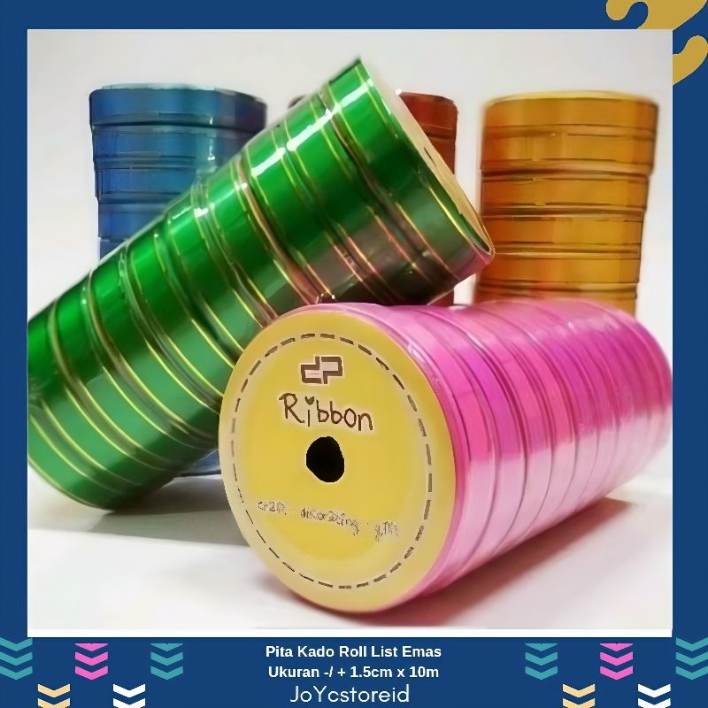 

Pita Kado List Emas 1.5cm Kecil | Pita Kado Hampers | Pita Hias / Pita Kertas / Pita Hampers