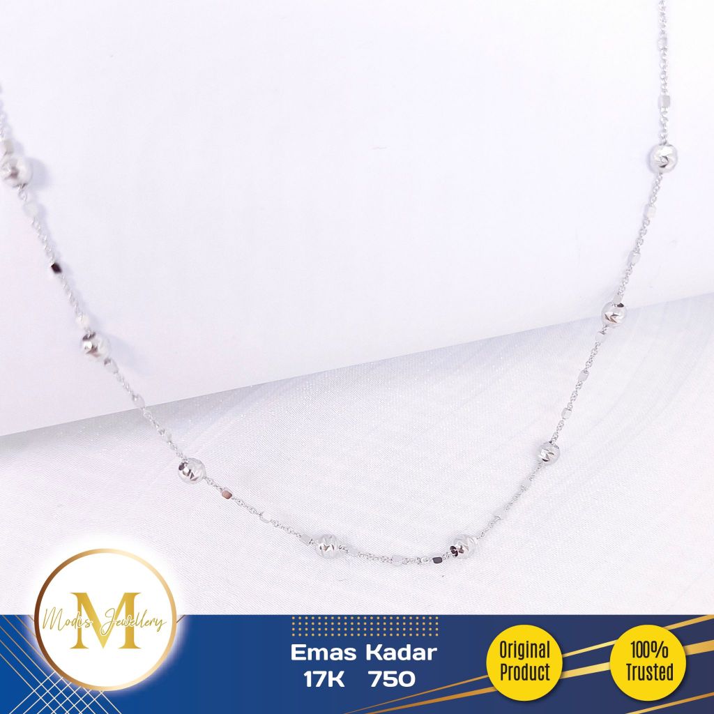 MODIS JEWELLERY - Kalung Jedar Biji Lada Ukir Putih - Emas 17k  750
