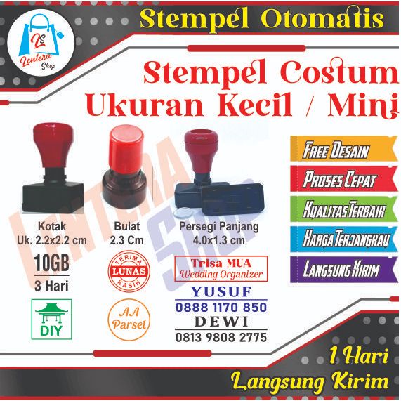 

Stempel Otomatis Ukuran Kecil / Mini Desain Costum