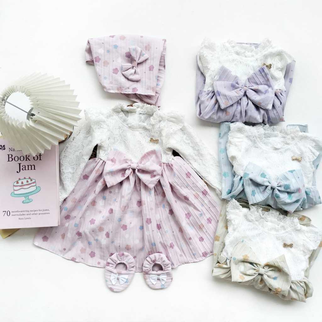 Dress Muslim Renda Bayi 3-9 Bulan / Baju Lebaran Anak Perempuan