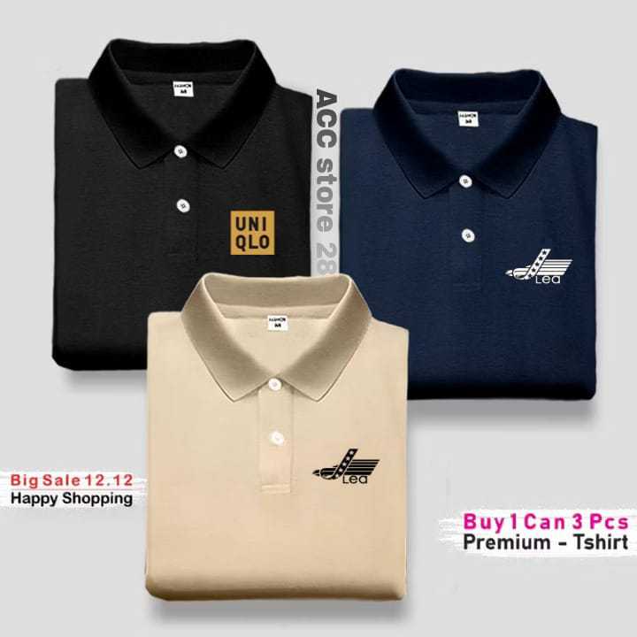 BUY 1 GET 3 PCS (PROMO COD) Kaos Kerah Polo (UniqLo /Lea ) Pria Distro T-Shirt D S/M/L/XL/XXL/XXXLis