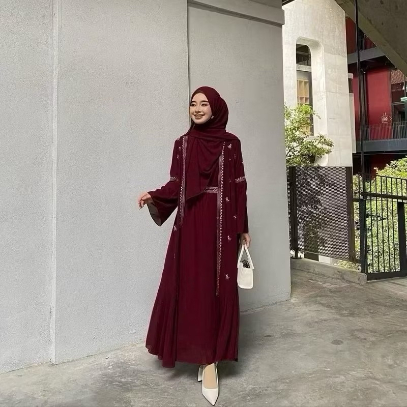 Gamis Wanita Maxy Dres Cewek Gamis Anggun OOTD Muslimah Feminim Kekinian Modis Keren Syari Simple