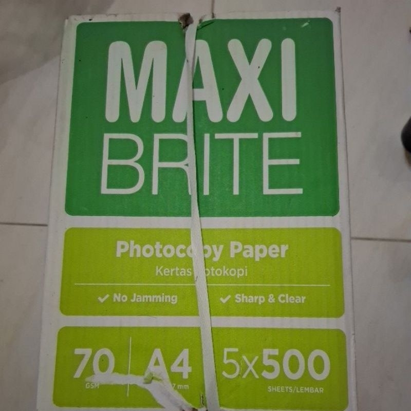 

kertas A4 Maxi brite 70gsm 1box(5×500) lbr