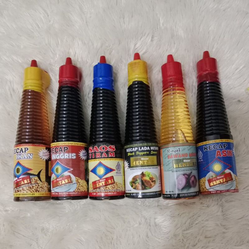 

PAHE 1.2 ISI 6BOTOL (KECAP IKAN,KECAP INGGRIS,SAOS TIRAM,LADA HITAM,MINYAK BAMER,KECAP ASIN)isi 150ml di jamin halal