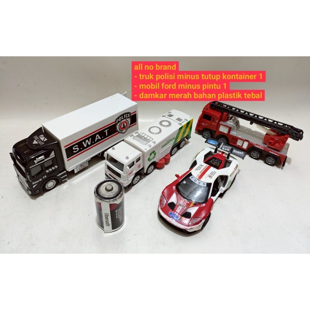 Set Junk diecast wgt car super trailer truck , road sweeper , ford gt le mans v8 , alloy red fire tr