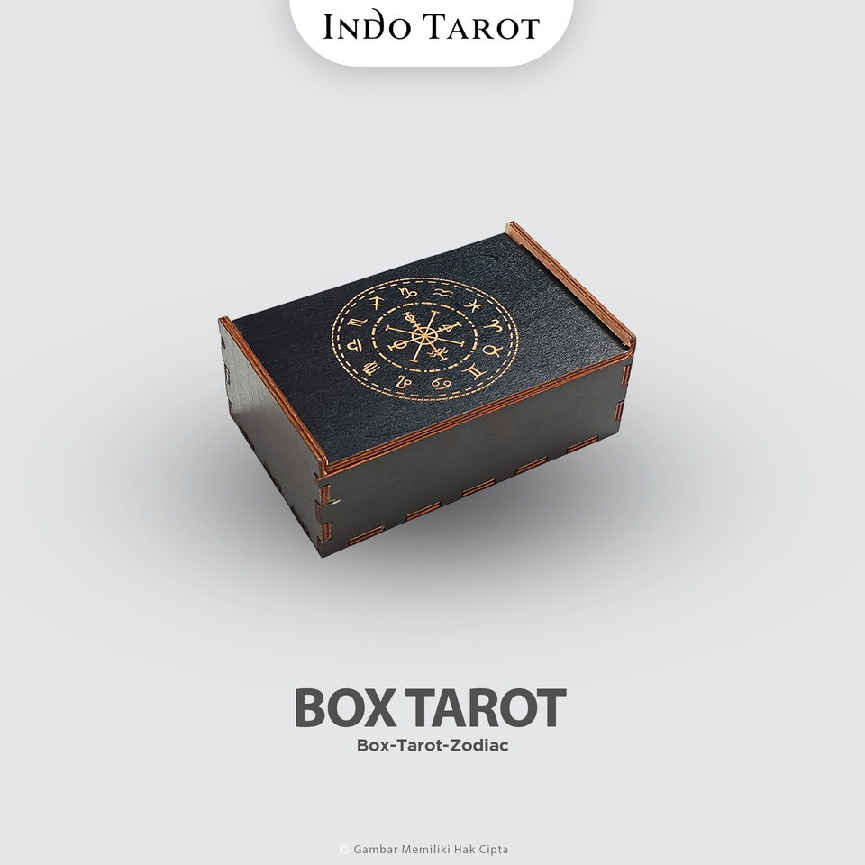 Tarot Oracle Kotak Tarot Kayu Zodiac – Box Tarot Card Wood