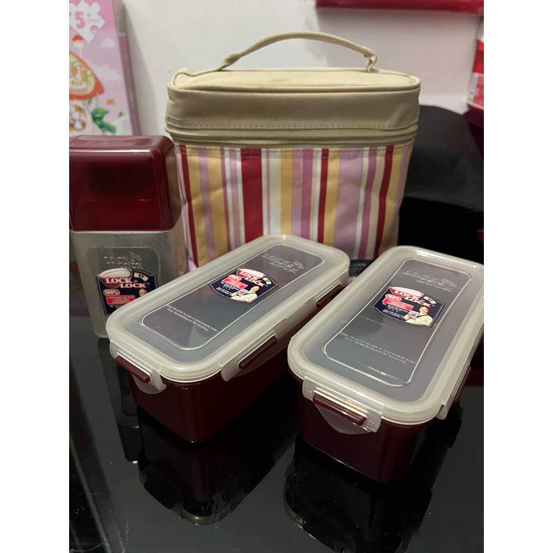 Lock and lock lunch bag set merah