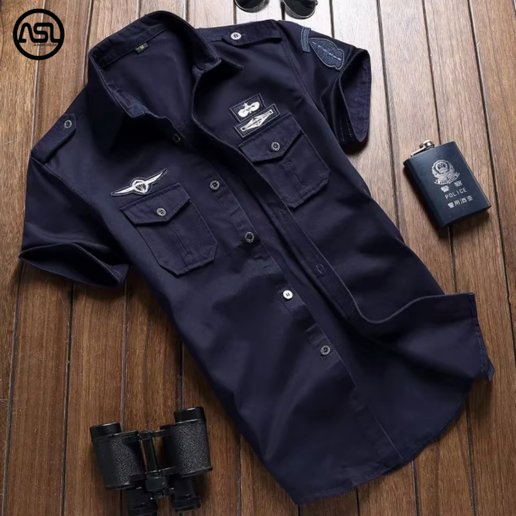 Kemeja Tactical Navy Bordil / Kemeja Tactical / Kemeja Pria / Kemeja / Kemeja Tactical Lengan Pendek