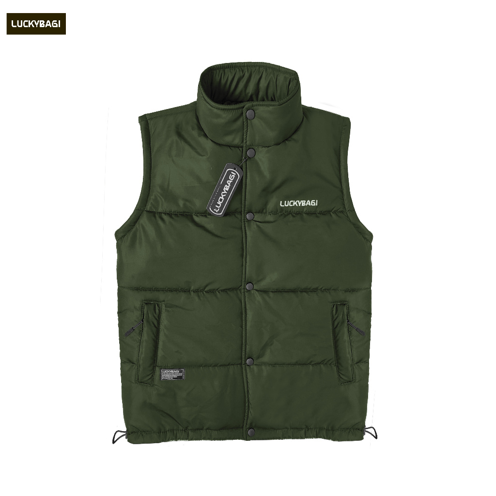 Luckybagi Vest Puffer Rompi Motor Pria Pelinudung dada Rompi Pria Puffer Vest Snap Button