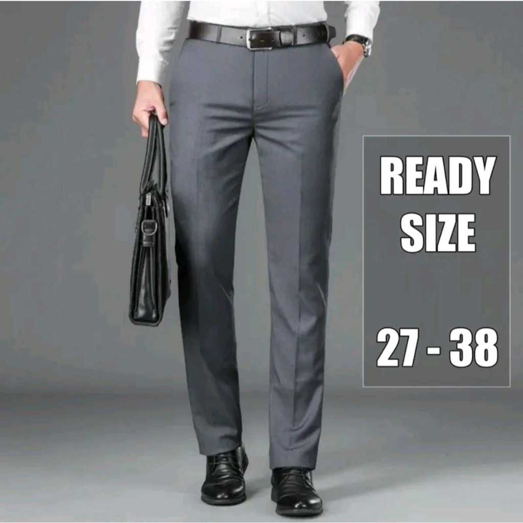 Celana Kantor Formal Slimfit Pria Bahan Wool Premium Outfit Cowok Keren Kekinian