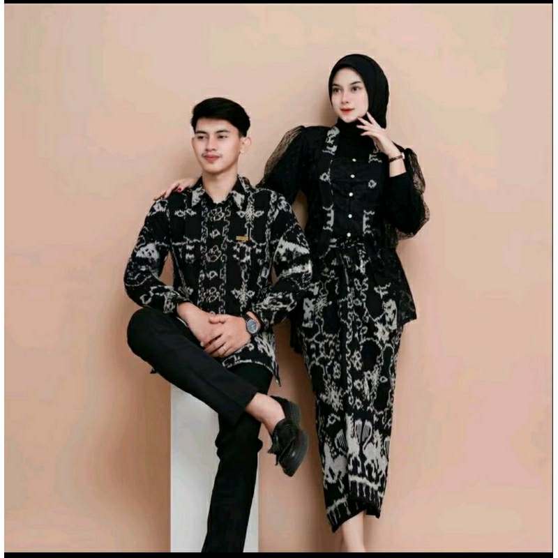 COUPLE KEBAYA_SET KEBAYA_KEMEJA TENUN_SET PUSPA HITAM