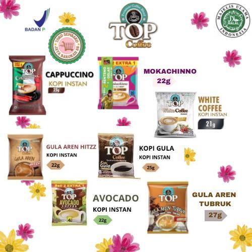 

Top Coffee All Variant Aren / Avocado / White Coffee / Kopi Gula / Cappuccino Renceng