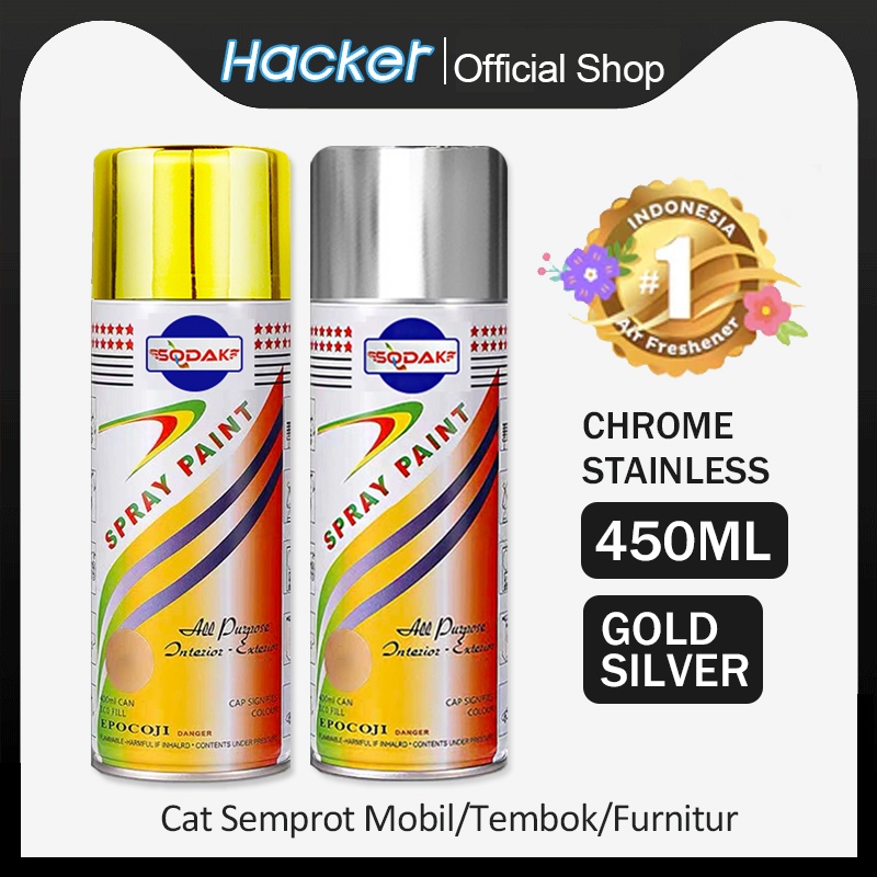 450ml Cat Semprot Gold / Cat Silver Chrome Stainless / Spray Paint Metallic Metalik