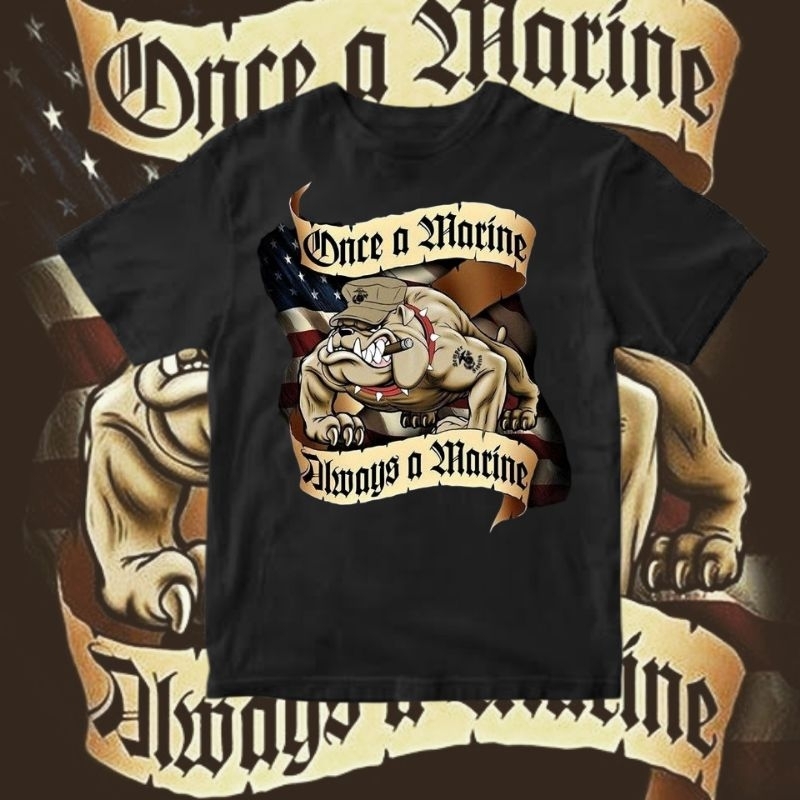 Kaos US ARMY T Shirt Military Design USMC "Once a Marine  Always A Marine"