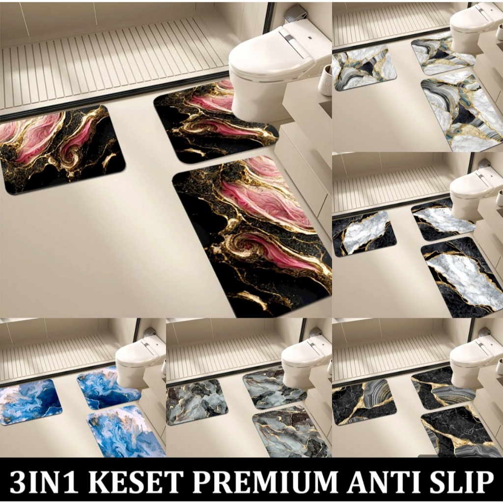 2025 3in1 1 set 3 pcs Keset Toilet alas kaki anti slip anti licin original import bathroom doormats 