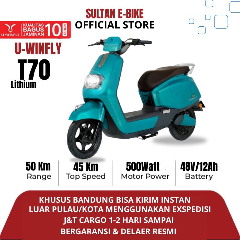 Sepeda listrik Uwinfly T70 baterai lithium dinamo 500 watt