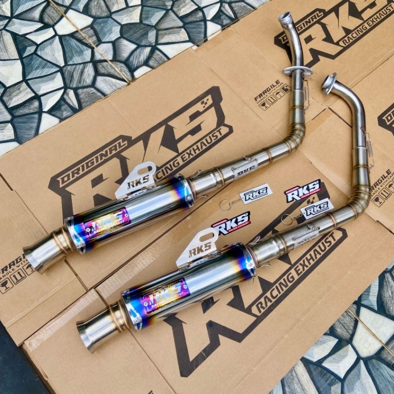 Knalpot Salemba BLUE Ceklis Original RKS racing exhaust PNP Aerox 155 old new Vario 125/150 N max 15