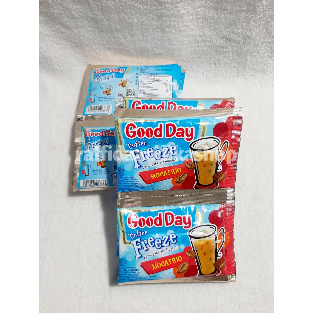 

Good Day Freeze Mocafrio Rencengan | 1 Renceng Isi 10 pcs | Kopi Good Day Freeze