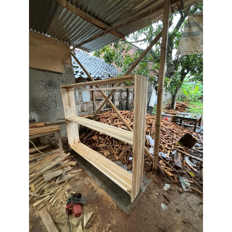 ALMARI BAJU KAYU PAPAN KAYU JATI ASLI