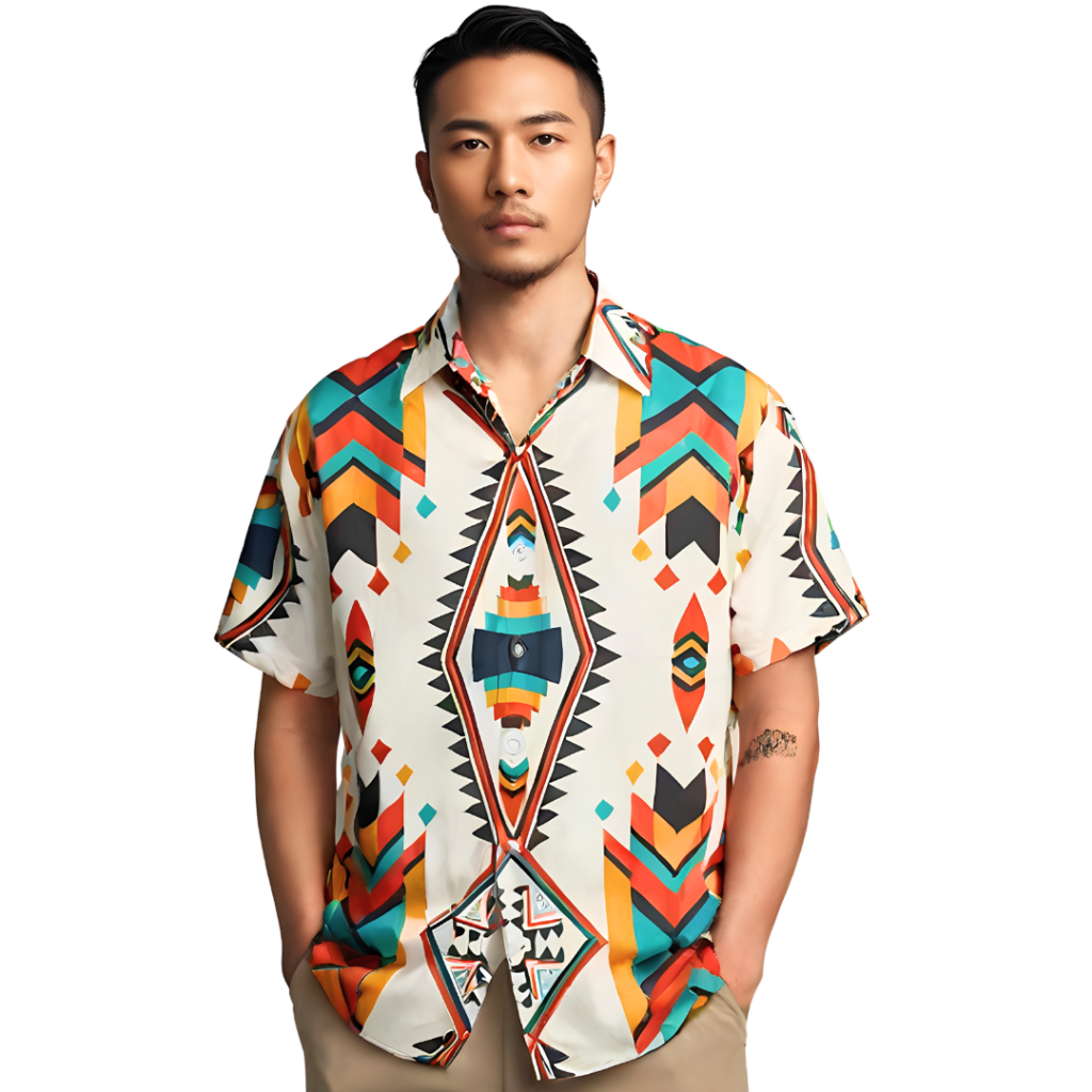 Baju Atasan Kemeja Pria Printing lengan pendek motif Archie