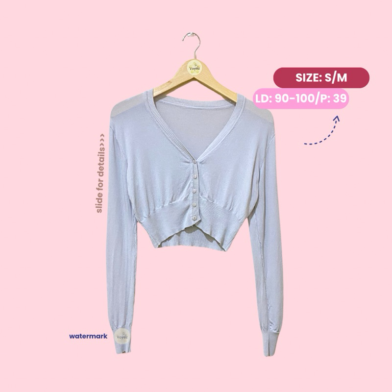 Crop Knit Cardigan Light Grey