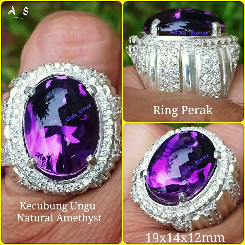 Kecubung Ungu Natural Amethyst Quartz HQ Ring Perak