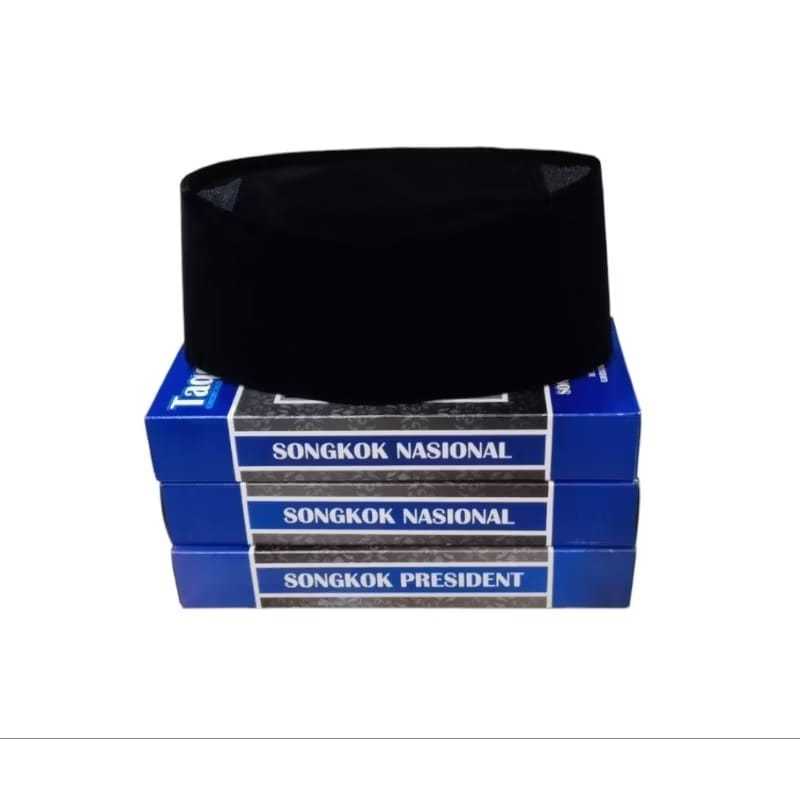 Peci Songkok Hitam Polos AC Tinggi 9 / Peci Bludru Hitam Taqorrub