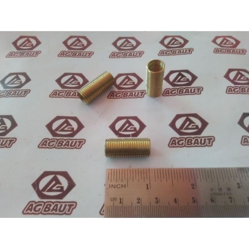 Sok Drat M10×M12 (Baut 14 × Baut 17) Kuningan Blok Mesin