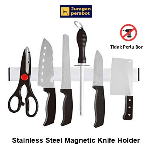 RAK MAGNET Dapur Rak Pisau Magnet Tempel Serbaguna HK40 Magnetic Knife Holder Magnet Tempel Dinding