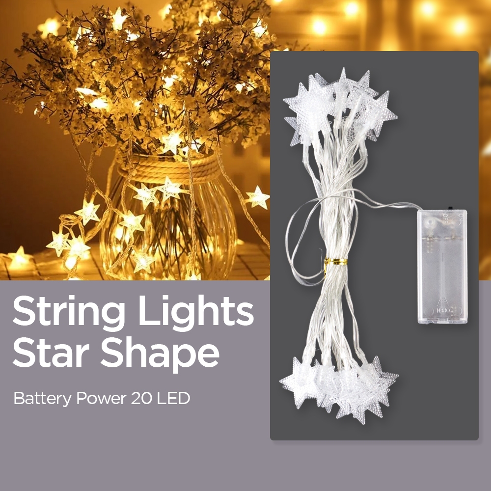 Lampu Hias Dekorasi Star Light String Twinkle  Kelap Kelip 20 LED 3 Meter - Warm White