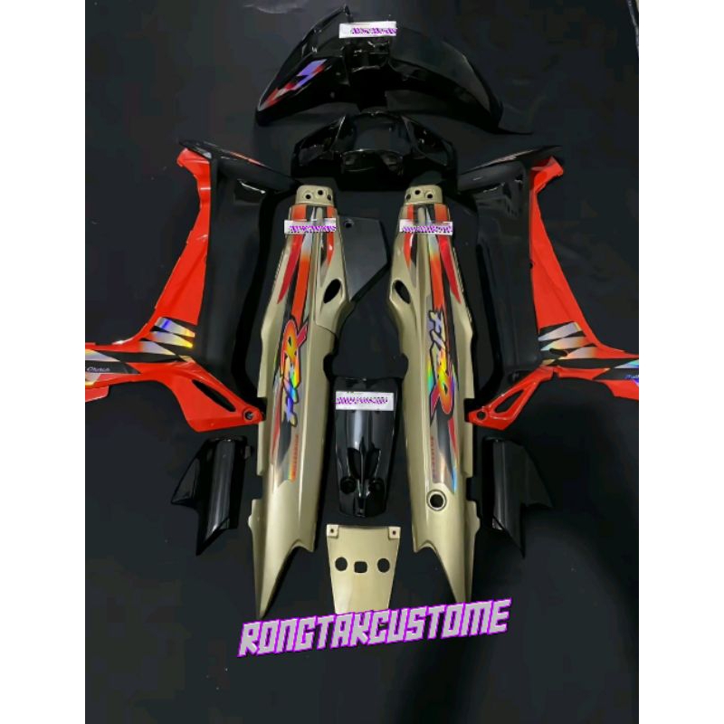 full set body halus fiz r f1zr hitam oren gold set stiker milenium hologram cover bodi fiz r f1zr mi