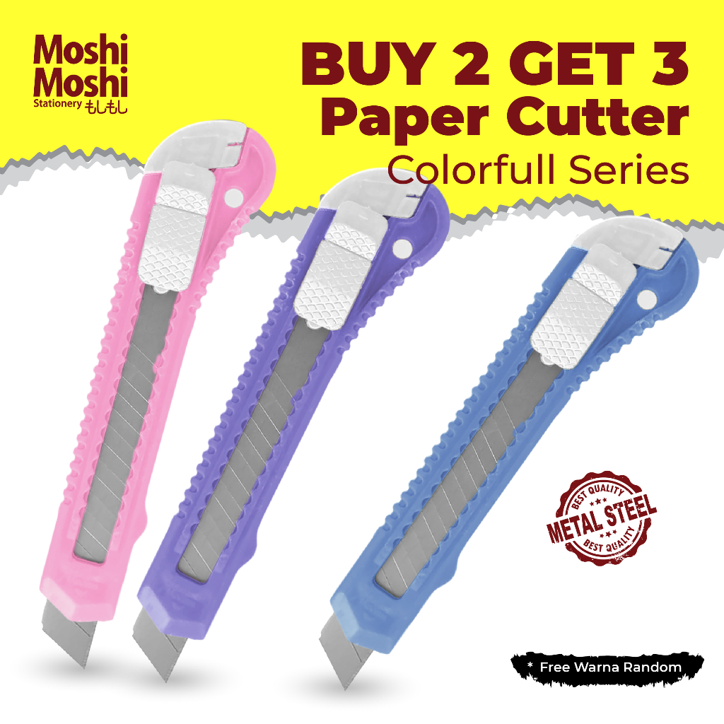 

Paper Cutter Moshi Colorfull Series Pisau Kertas Tajam Warna Warni Alat Tulis Kantor 18mm