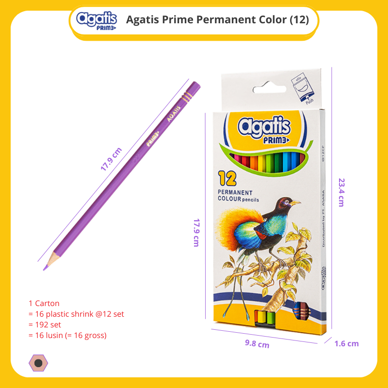 

Pensil Warna Permanen 12 Warna Agatis Prime