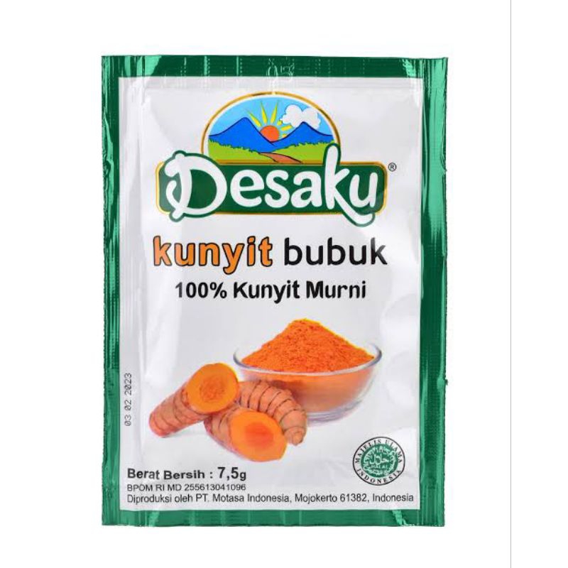 

1 renceng Desaku bubuk bawang putih dan kunyit ketumbar dan cabe bubuk