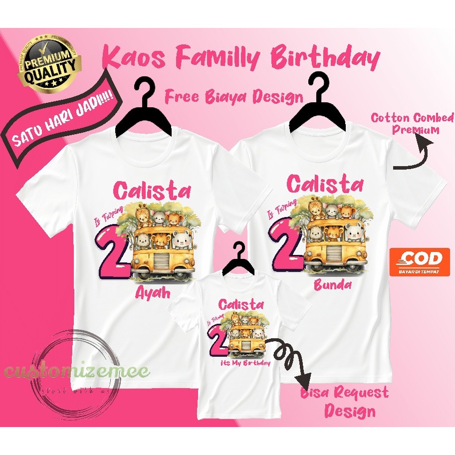 CUSTOM KAOS COUPLE FAMILY BIRTHDAY ZOO/KAOS ULANG TAHUN/KAOS CUSTOM ULANG TAHUN/KAOS COUPLE ANAK
