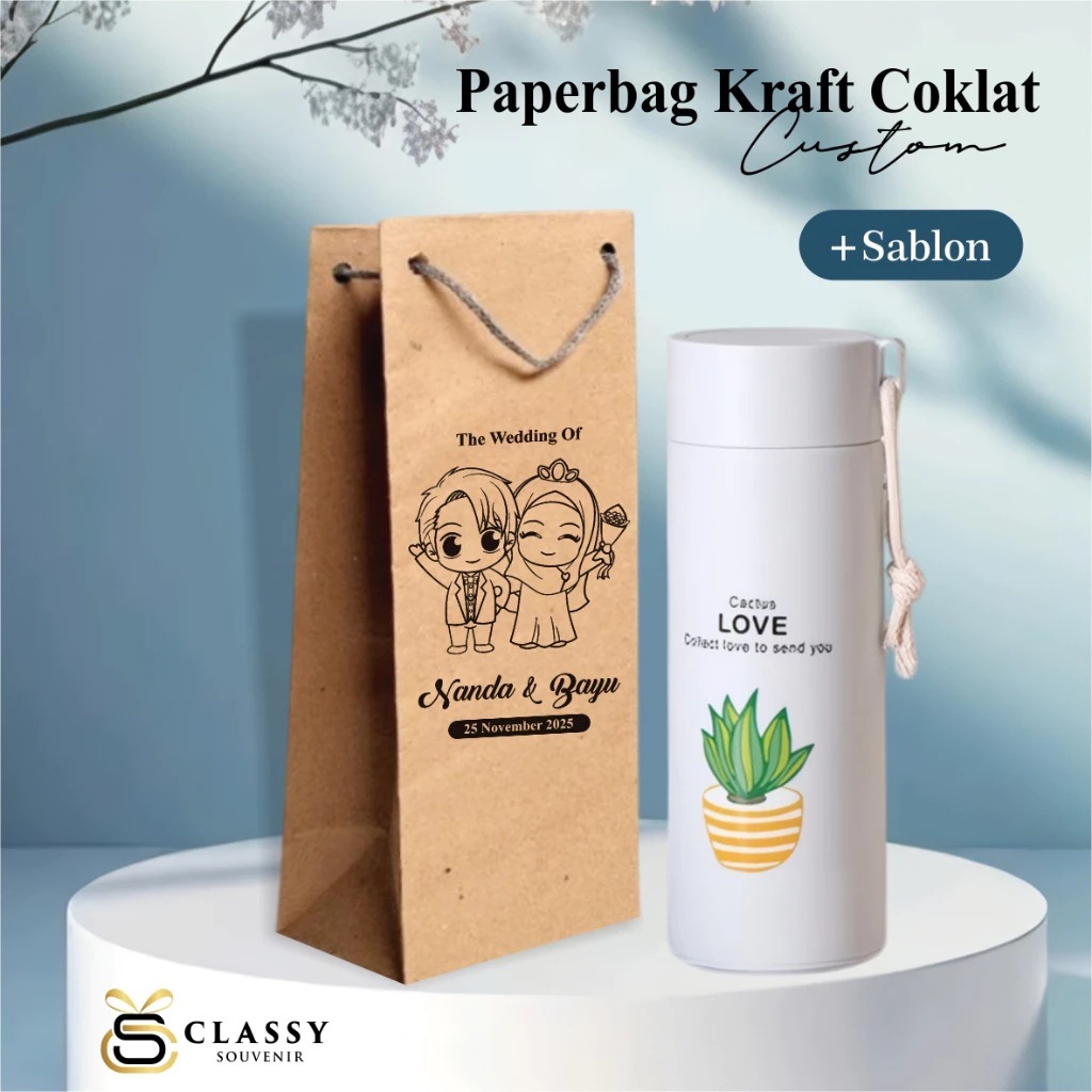

PAKET PAPER BAG KRAFT COKLAT CUSTOM - PAPERBAG SABLON TULISAN - PAPPERBAG MOTIF