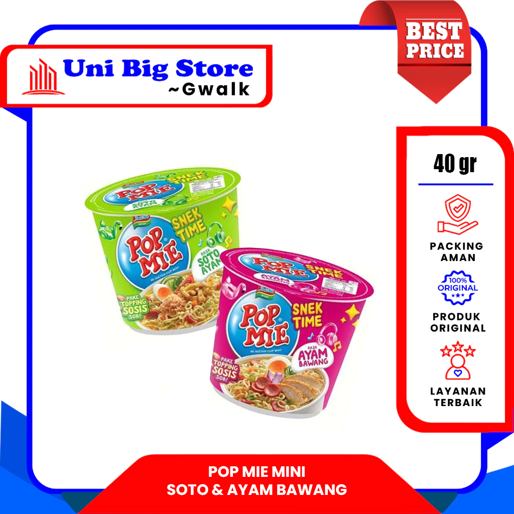 POP MIE MINI MI INTAN GELAS RASA AYAM BAWANG - SOTO MI - 40 gr