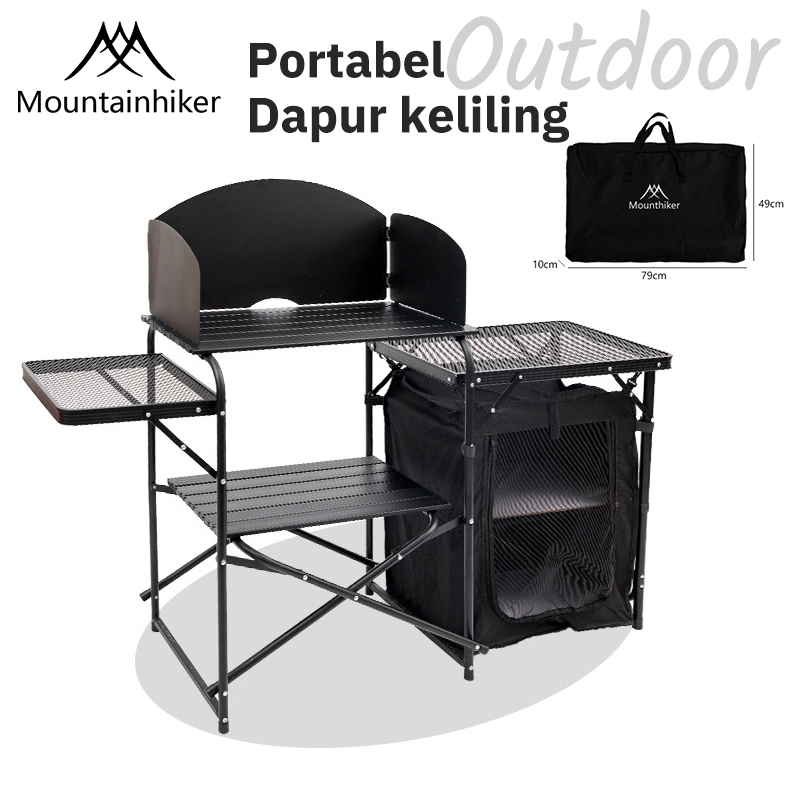⚡️Siap kirim⚡️Meja Dapur Camping, Dapur Lipat, Meja Dapur Memasak Mountainhiker, Bahan Aluminium, Da