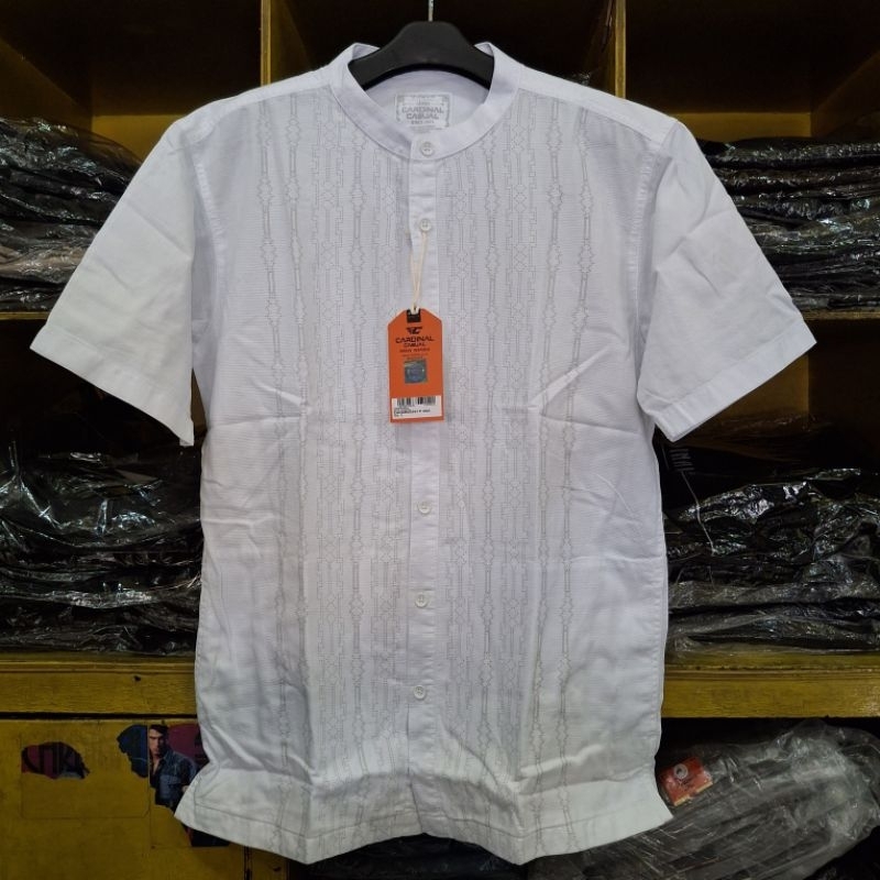 Kemeja koko pria lengan pendek Cardinal Casual - Putih