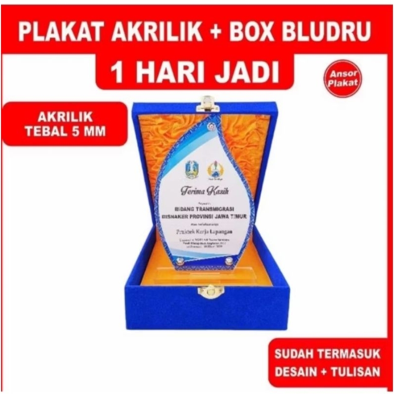 PLAKAT VANDEL AKRILIK CUSTOM +BOX BLUDRU - 15 X 10 CM.(Siap antar ke seluruh daerah dan barang langs