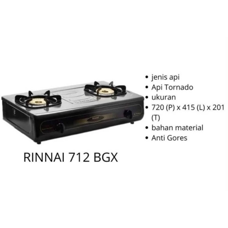 Rinnai Kompor Gas 2 tungku RI-712BGX | Kompor 2 tungku RI-712 BGX Rinnai