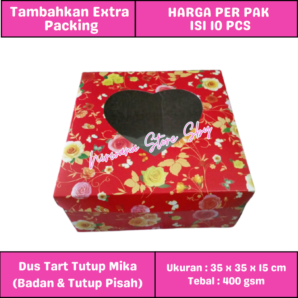 

(10 Pcs) Dus Tart Tutup Hati 35x35x15 / Dus Kue / Kotak Kue / Box Nasi