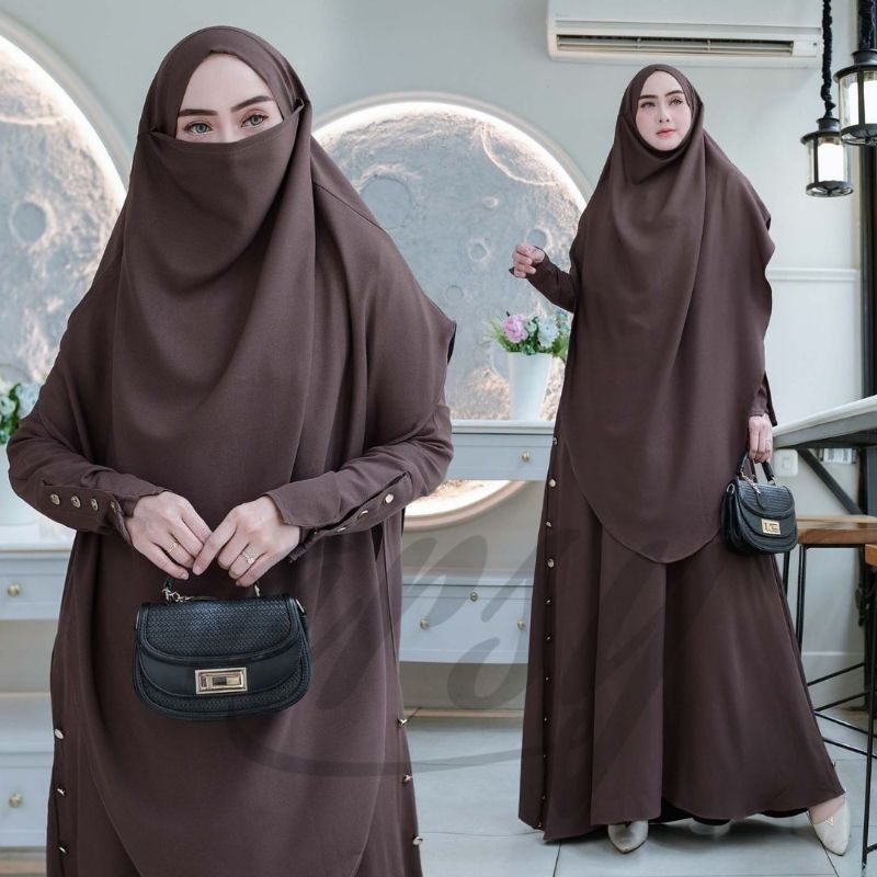 Hanifa syari by arsy hijab original french khimar syari set cadar khimar