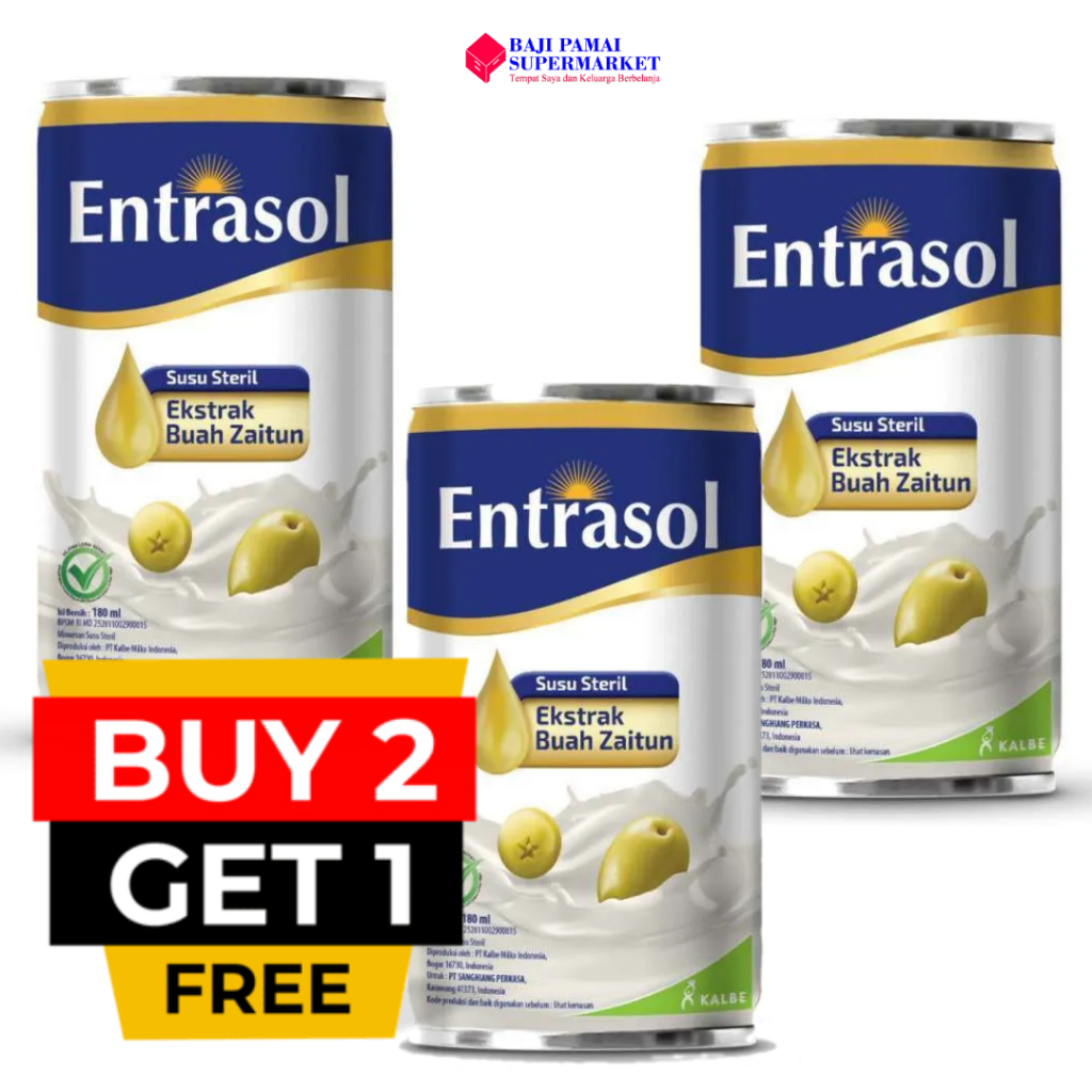 

PROMO BELI 2 GRATIS 1 Entrasol Susu Steril 180ml Kaleng | Susu Dewasa