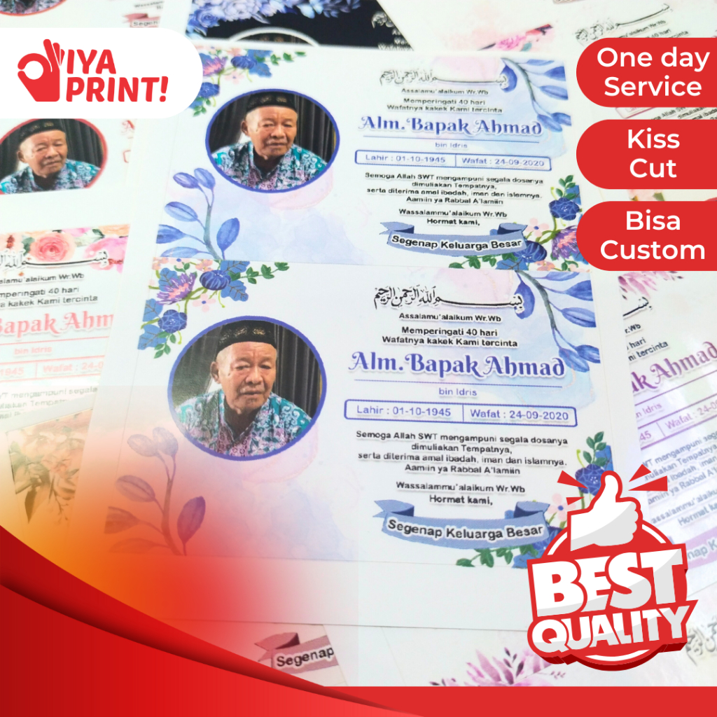 

Sticker dan Kartu Mengenang Wafatnya Stiker Card Label Tahlil Kartu Mengenang Tahlilan