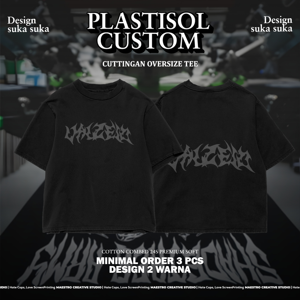 (PLASTISOL LUSINAN) KAOS SABLON LUSINAN PLASTISOL OVERSIZE TEE COTTON COMBED 24s