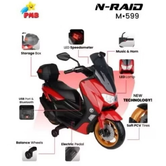 Motor Aki Anak Besar NMax N-Max PMB M599 listrik Ces Casan ban soft pvc karet